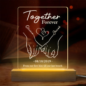 S'agacer mutuellement pour toujours - Lampe LED 3D rectangulaire personnalisée pour couple - Cadeau pour mari et femme, anniversaire