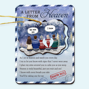 A Letter From Heaven - Memorial Personalized Custom Wooden Card With Pop Out Ornament - Christmas Gift, Sympathy Gift For Family Members