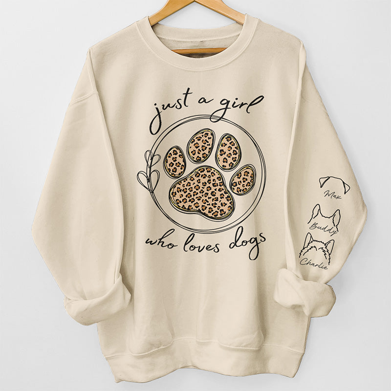 A Girl Who Loves Pets - Dog & Cat Personalized Custom Unisex Sweatshirt With Design On Sleeve - Gift For Pet Owners, Pet Lovers