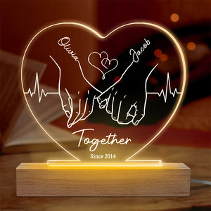 S'agacer mutuellement - Lampe LED 3D personnalisée en forme de cœur pour couple - Cadeau pour mari et femme, anniversaire