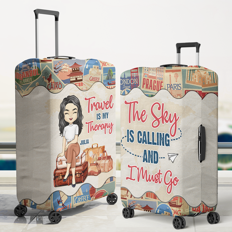 Travel Is My Therapy - Personalized Luggage Cover