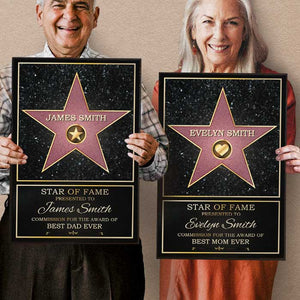 Star Of Fame, Best Mom, Best Dad Of The Year - Family Personalized Custom Vertical Poster - Mother's Day, Father's Day, Birthday Gift For Mom And Dad