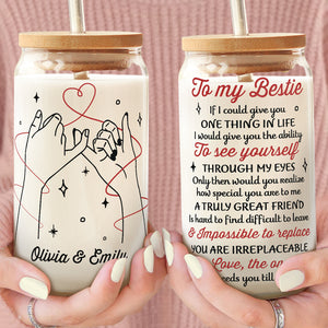 A Truly Great Friend Is Hard To Find - Bestie Personalized Custom Glass Cup, Iced Coffee Cup - Gift For Best Friends, BFF, Sisters