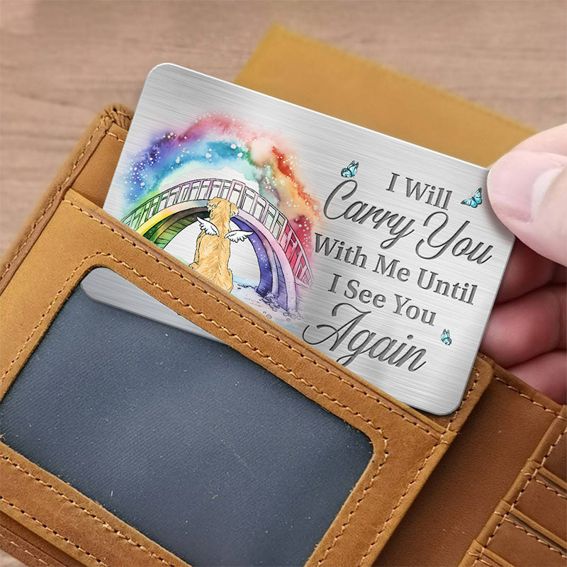 You Left Paw Prints On My Heart - Memorial Personalized Custom Aluminum Wallet Card - Sympathy Gift, Gift For Pet Owners, Pet Lovers