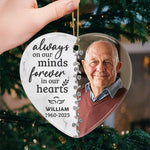 Custom Photo Forever In Our Hearts - Memorial Personalized Custom Ornament - Ceramic Heart Shaped - Christmas Gift, Sympathy Gift For Family