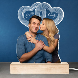 Photo personnalisée « Je te veux toujours jusqu'au bout » - Lampe LED 3D personnalisée pour couple - Téléchargez une photo pour un cadeau d'anniversaire ou de mariage