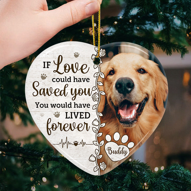Custom Photo My Best Friend And A True Hero - Memorial Personalized Custom Ornament - Ceramic Heart Shaped - Christmas Gift, Sympathy Gift For Pet Owners, Pet Lovers