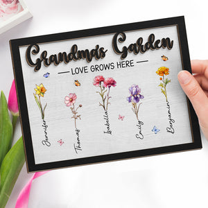 Our Love Grows Here - Family Personalized Custom 2-Layered Wooden Plaque With Stand - House Warming Gift For Family Members