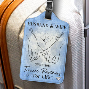 Husband And Wife Travel Partners For Life - Travel Personalized Custom Luggage Tag - Holiday Vacation Gift, Gift For Adventure Travel Lovers, Husband Wife, Anniversary