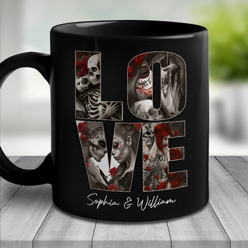 Hand In Hand Side By Side - Couple Personalized Custom Black Mug - Gift For Husband Wife, Anniversary