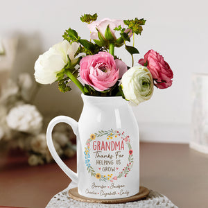 Thanks For Helping Us Grow - Family Personalized Custom Home Decor Flower Vase - House Warming Gift For Grandma, Mom