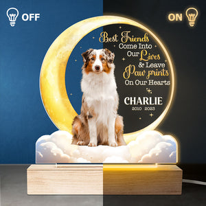 Custom Photo You Leave Paw Prints On Our Hearts - Memorial Personalized Custom Shaped 3D LED Light - Sympathy Gift For Pet Owners, Pet Lovers