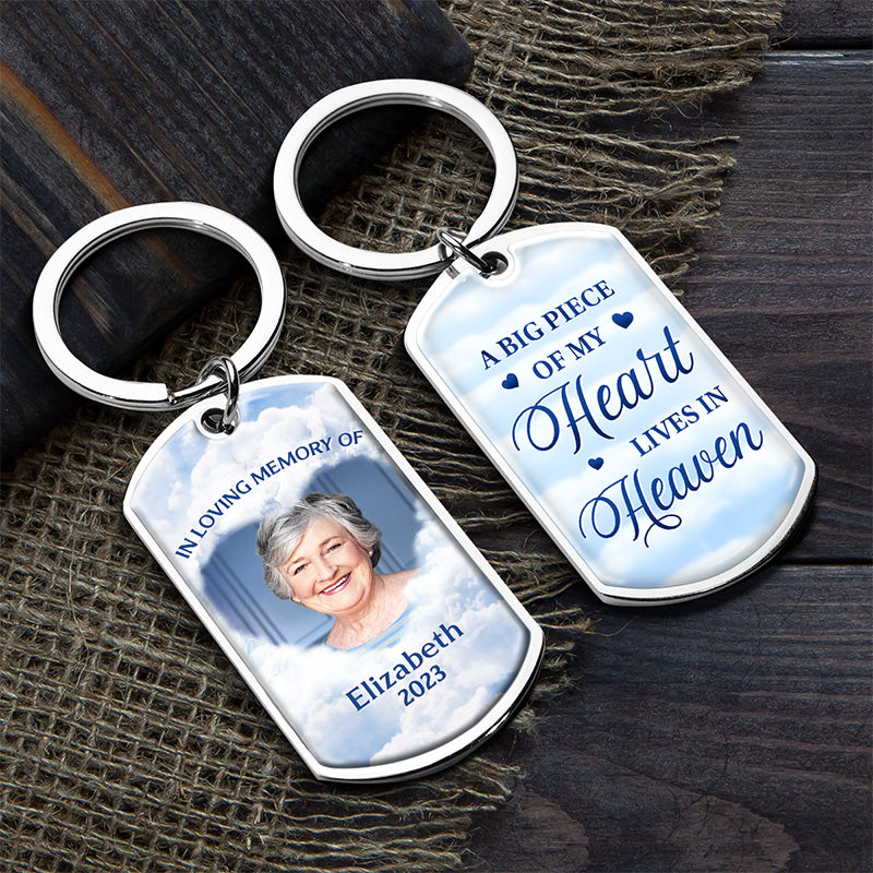Custom Photo You Have A Piece Of My Heart - Memorial Personalized Custom Keychain - Sympathy Gift For Family Members
