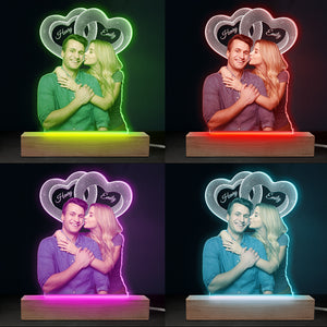 Photo personnalisée « Je te veux toujours jusqu'au bout » - Lampe LED 3D personnalisée pour couple - Téléchargez une photo pour un cadeau d'anniversaire ou de mariage