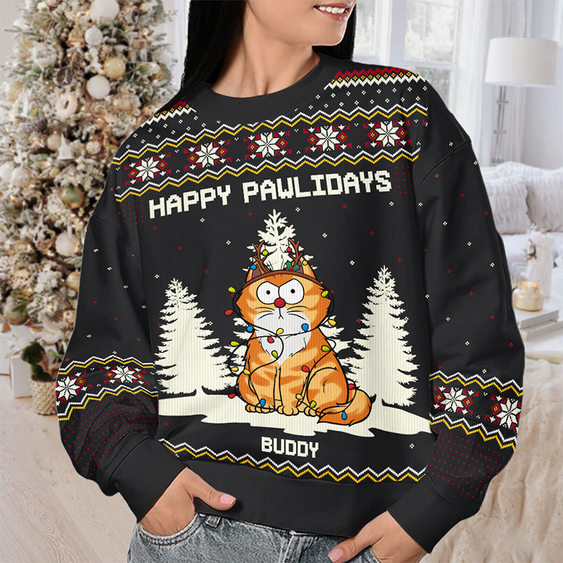 Jingle Purrs All The Way - Cat Personalized Custom Ugly Sweatshirt - Unisex Wool Jumper - Christmas Gift For Pet Owners, Pet Lovers