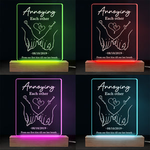 S'agacer mutuellement pour toujours - Lampe LED 3D rectangulaire personnalisée pour couple - Cadeau pour mari et femme, anniversaire
