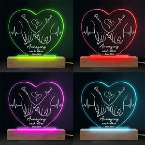 S'agacer mutuellement - Lampe LED 3D personnalisée en forme de cœur pour couple - Cadeau pour mari et femme, anniversaire