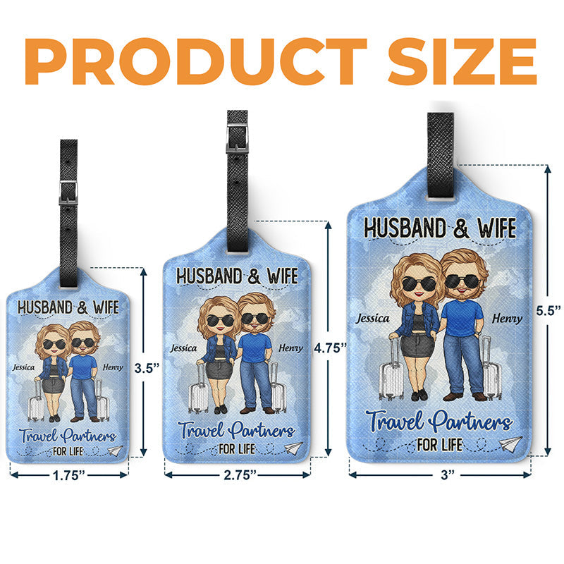 Travel Partners For Life - Travel Personalized Custom Luggage Tag - Holiday Vacation Gift, Gift For Adventure Travel Lovers, Husband Wife, Anniversary