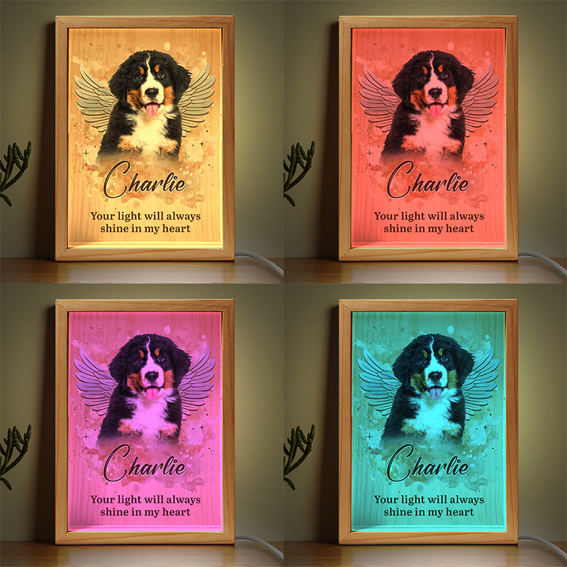 Custom Photo You Left Paw Prints On Our Hearts - Memorial Personalized Custom Frame Light Box - Sympathy Gift For Pet Owners, Pet Lovers