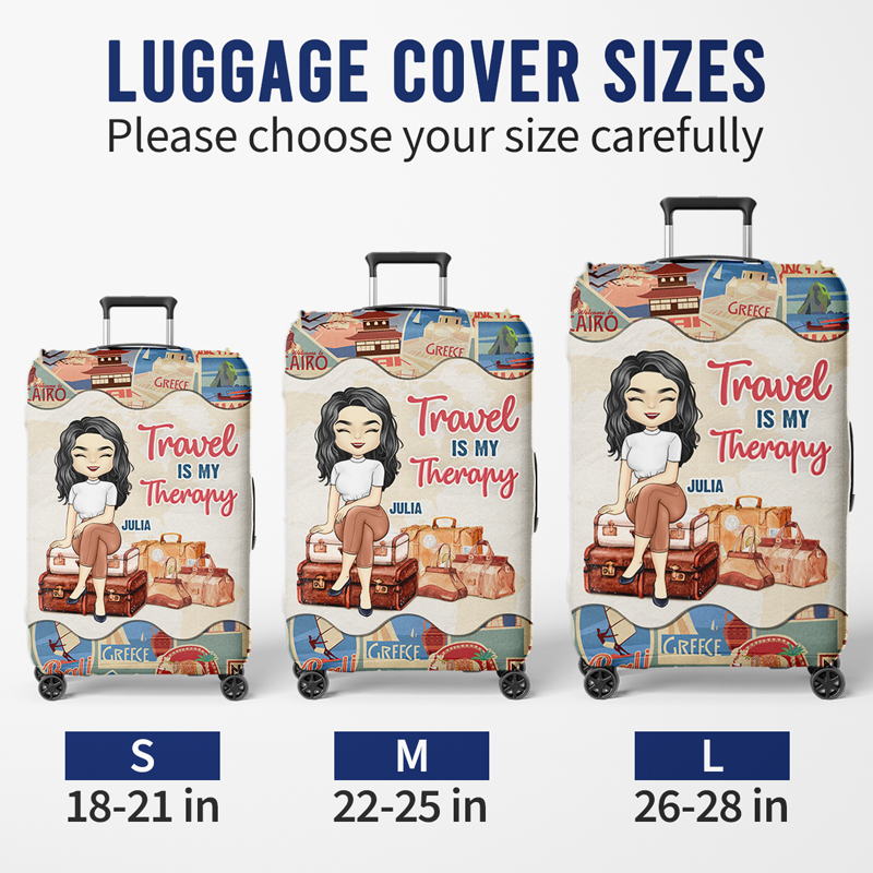Travel Is My Therapy - Personalized Luggage Cover