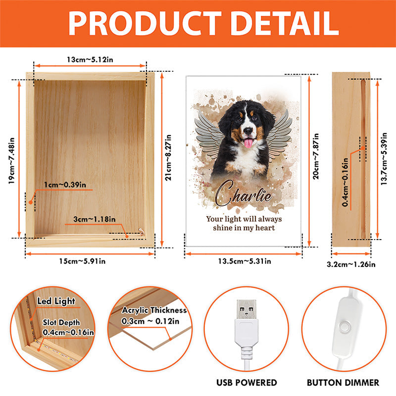 Custom Photo You Left Paw Prints On Our Hearts - Memorial Personalized Custom Frame Light Box - Sympathy Gift For Pet Owners, Pet Lovers