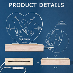 S'agacer mutuellement - Lampe LED 3D personnalisée en forme de cœur pour couple - Cadeau pour mari et femme, anniversaire
