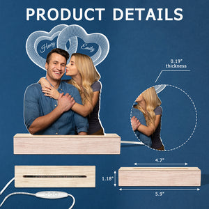 Photo personnalisée « Je te veux toujours jusqu'au bout » - Lampe LED 3D personnalisée pour couple - Téléchargez une photo pour un cadeau d'anniversaire ou de mariage