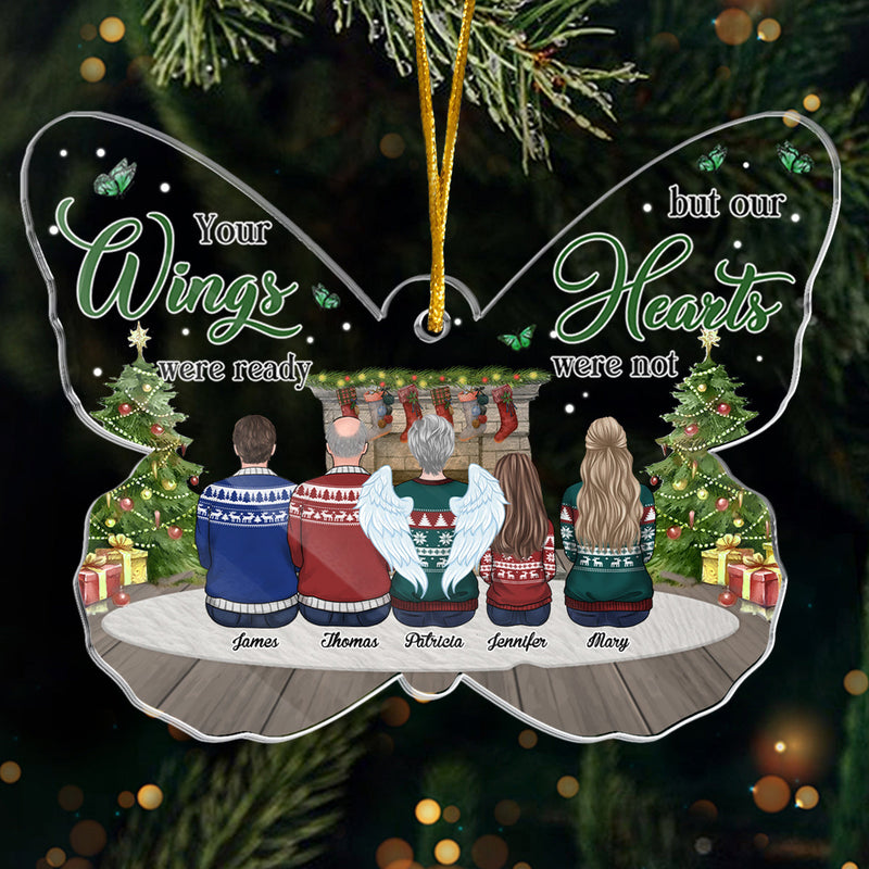 We Miss You - Memorial Personalized Custom Ornament - Acrylic Butterfly Shaped - Christmas Gift, Sympathy Gift For Family Members