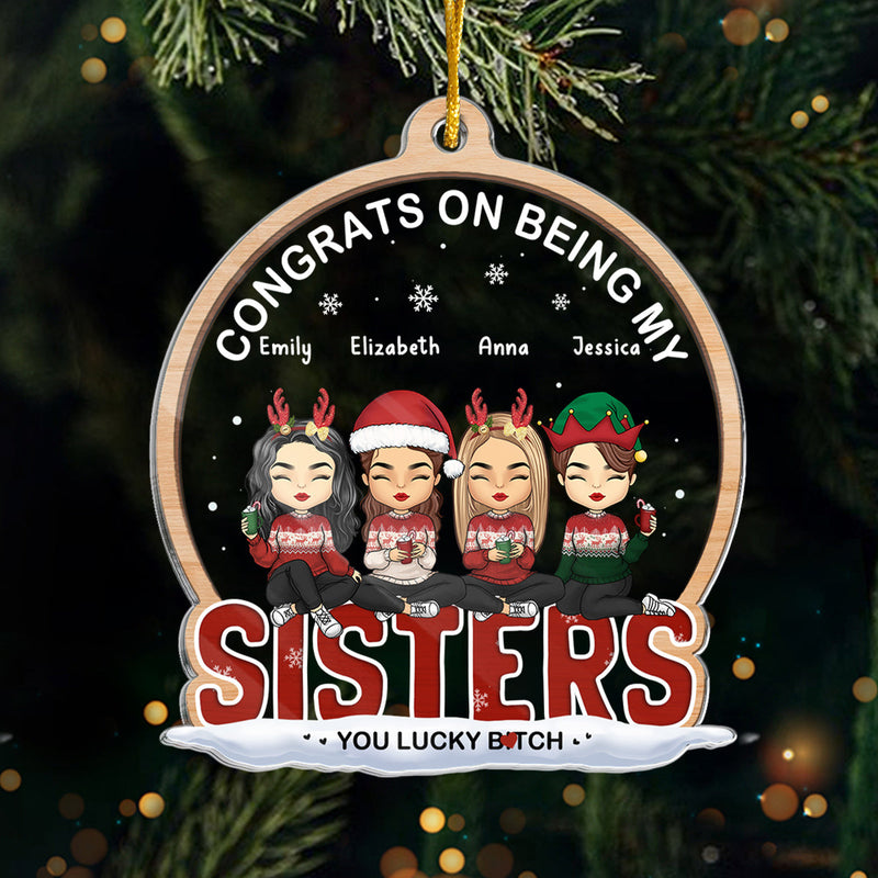 Life Is Happier With You - Bestie Personalized Custom Ornament - Acrylic Custom Shaped - Christmas Gift For Best Friends, BFF, Sisters