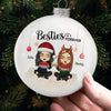 Besties Forever - Bestie Personalized Custom White Flat Ball Ornament - Christmas Gift For Best Friends, BFF, Sisters