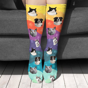 Colorful Wavy - Upload Image, Gift For Pet Lovers - Personalized Socks