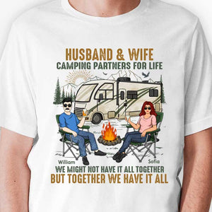 Husband Wife Camping Partners For Life - Personalized Unisex T-shirt, Hoodie, Sweatshirt - Gift For Couple, Husband Wife, Anniversary, Engagement, Wedding, Marriage, Camping Gift