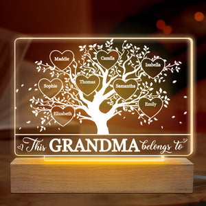 This Grandma Belongs To - Family Personalized Custom Rectangle Shaped 3D LED Light - Mother's Day, Birthday Gift For Mom, Grandma