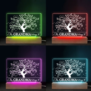 This Grandma Belongs To - Family Personalized Custom Rectangle Shaped 3D LED Light - Mother's Day, Birthday Gift For Mom, Grandma