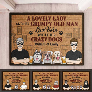 Lovely Lady & Her Grumpy Old Man Live Here - Dog Personalized Custom Decorative Mat - Gift For Couples, Pet Owners, Pet Lovers