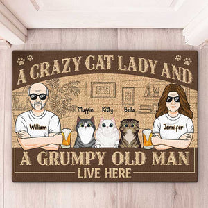 A Crazy Cat Lady And A Grumpy Old Man - Couple Personalized Custom Decorative Mat - Gift For Couples, Pet Owners, Pet Lovers