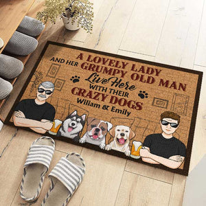 Lovely Lady & Her Grumpy Old Man Live Here - Dog Personalized Custom Decorative Mat - Gift For Couples, Pet Owners, Pet Lovers