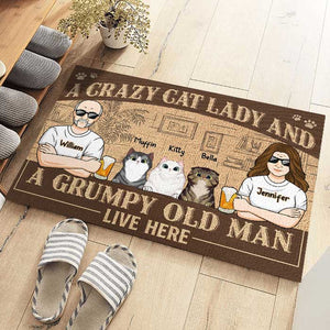 A Crazy Cat Lady And A Grumpy Old Man - Couple Personalized Custom Decorative Mat - Gift For Couples, Pet Owners, Pet Lovers