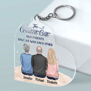 Our Parents' Greatest Gift - Family Personalized Custom Heart Shaped Acrylic Keychain - Gift For Family Members