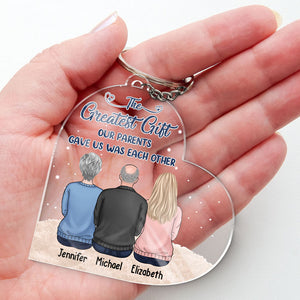 Our Parents' Greatest Gift - Family Personalized Custom Heart Shaped Acrylic Keychain - Gift For Family Members