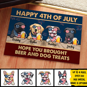 Happy Independence Day Hope You Brought Beer And Dog Treats - 4th Of July Funny Personalized Pet Decorative Mat (Cat & Dog).