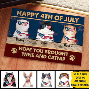 Happy Independence Day Hope You Brought Wine And Catnip - 4th Of July Funny Personalized Pet Decorative Mat (Cat & Dog).