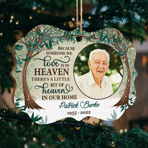 There's A Little Bit Of Heaven In Our Home - Memorial Personalized Custom Ornament - Wood Benelux Shaped - Upload Image, Sympathy Gift, Christmas Gift For Family