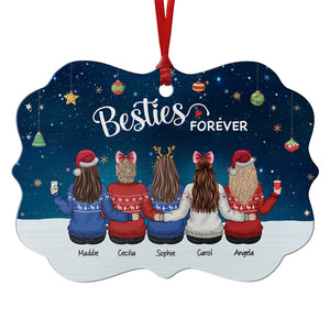 Sisters Forever - Bestie Personalized Custom Ornament - Aluminum Benelux Shaped - Christmas Gift For Best Friends, BFF, Sisters