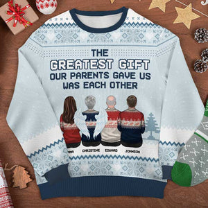 Our Siblings Are The Greatest Gifts - Family Personalized Custom Ugly Sweatshirt - Unisex Wool Jumper - Christmas Gift For Siblings, Brothers, Sisters