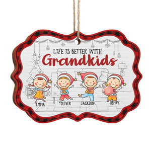 Life Is Better With Grandkids - Personalized Custom Benelux Shaped Wood Christmas Ornament - Gift For Family, Christmas Gift