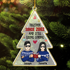 Two Hearts One Love Together - Couple Personalized Custom Ornament - Acrylic Christmas Tree Shaped - Christmas Gift For Husband Wife, Anniversary