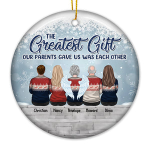 Siblings Are Greatest Gifts From Parents - Family Personalized Custom Ornament - Ceramic Round Shaped  - Christmas Gift For Siblings, Brothers, Sisters