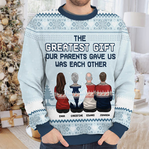 Our Siblings Are The Greatest Gifts - Family Personalized Custom Ugly Sweatshirt - Unisex Wool Jumper - Christmas Gift For Siblings, Brothers, Sisters