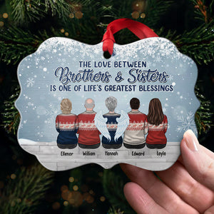 Brothers And Sisters Never Apart, Maybe In Distance But Never At Heart - Personalized Custom Benelux Shaped Wood, Aluminum Christmas Ornament - Gift For Siblings, Christmas New Arrival Gift